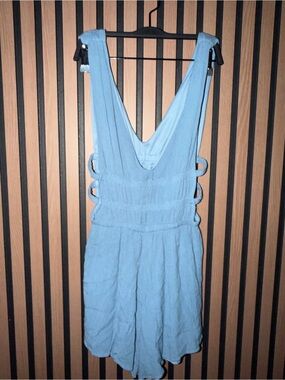 Windsor Light Blue Textured V-Neck Romper
